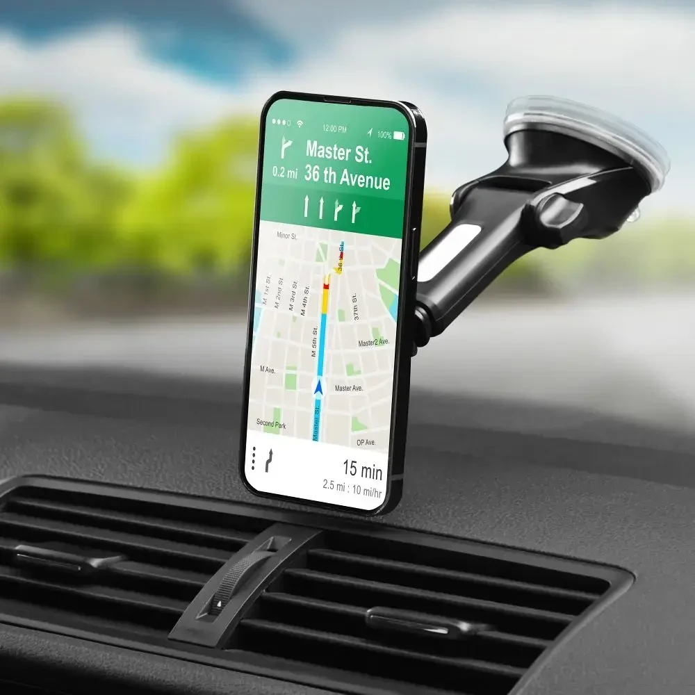 Automobilinis universalus telefono laikiklis Forcell (H-CT327) tvirtinamas ant stiklo, magnetinis juodas