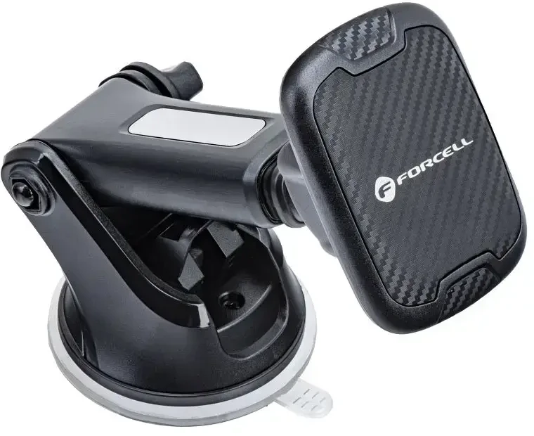 Automobilinis universalus telefono laikiklis Forcell (H-CT327) tvirtinamas ant stiklo, magnetinis juodas