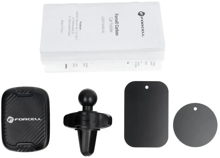 Automobilinis universalus telefono laikiklis Forcell (H-CT325) tvirtinamas ant ventiliacijos grotelių, magnetinis, juodas