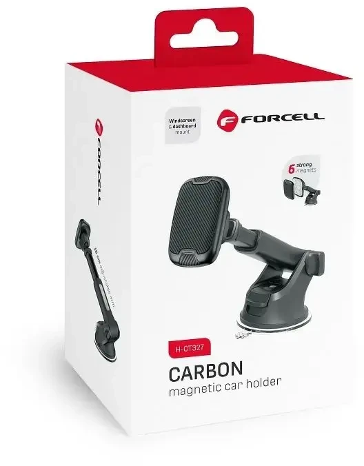 Automobilinis universalus telefono laikiklis Forcell (H-CT327) tvirtinamas ant stiklo, magnetinis juodas