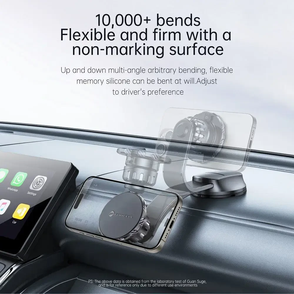 Magnetinis automobilio telefono laikiklis Forcell F-Grip MagFlex priekiniam stiklui / prietaisų skydeliui / ventiliacijos angai juodas