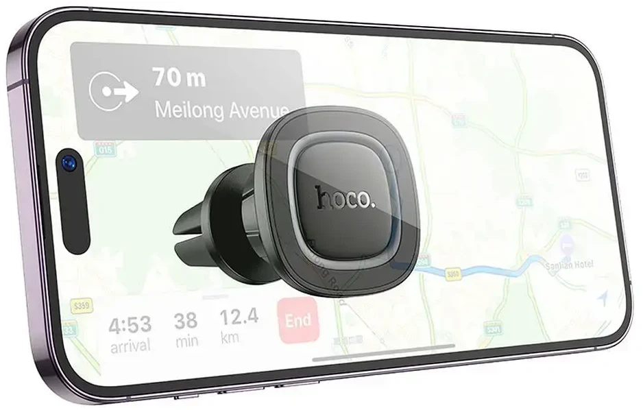 Magnetic car phone holder Hoco air vent H72 juodas and pilka