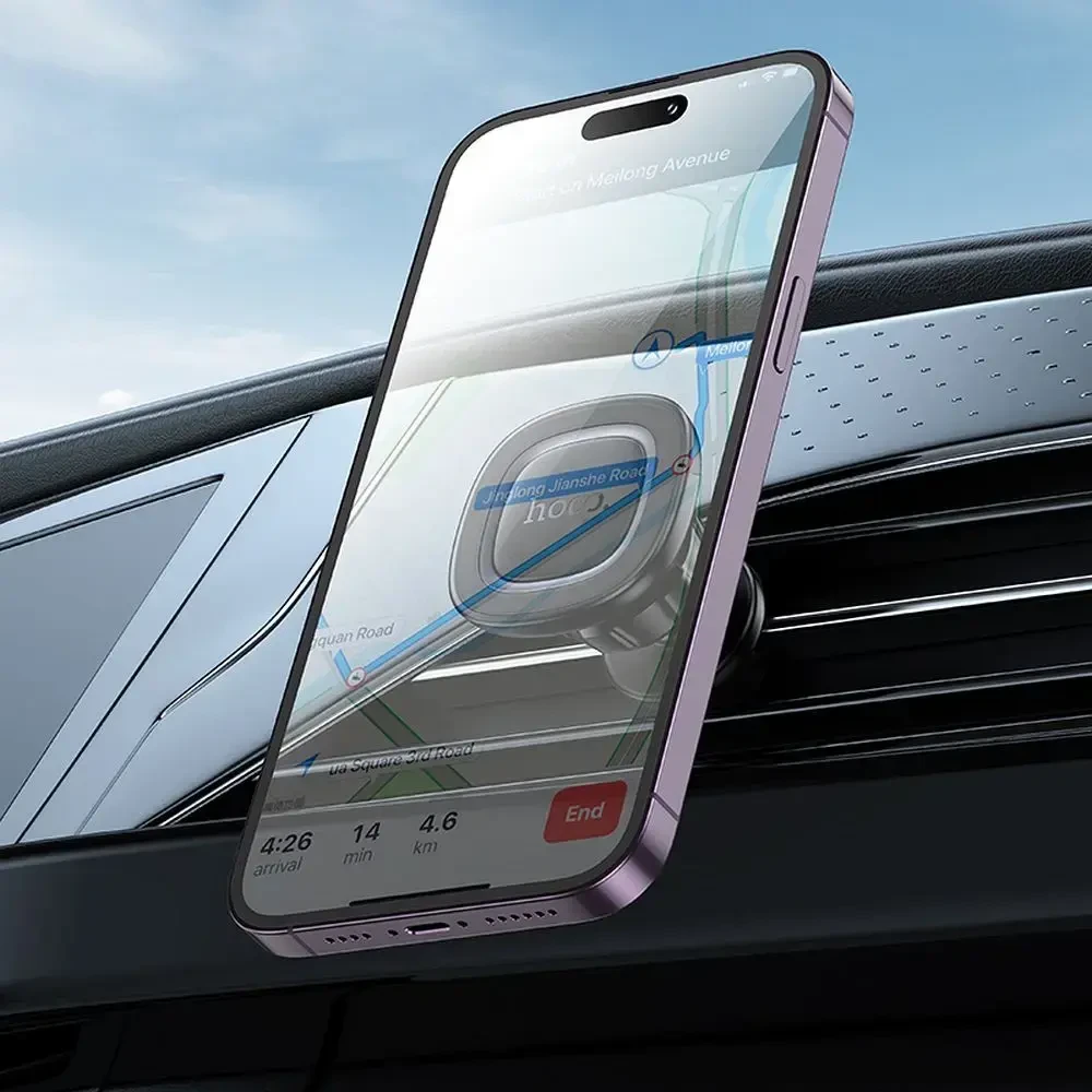 Magnetic car phone holder Hoco air vent H72 juodas and pilka