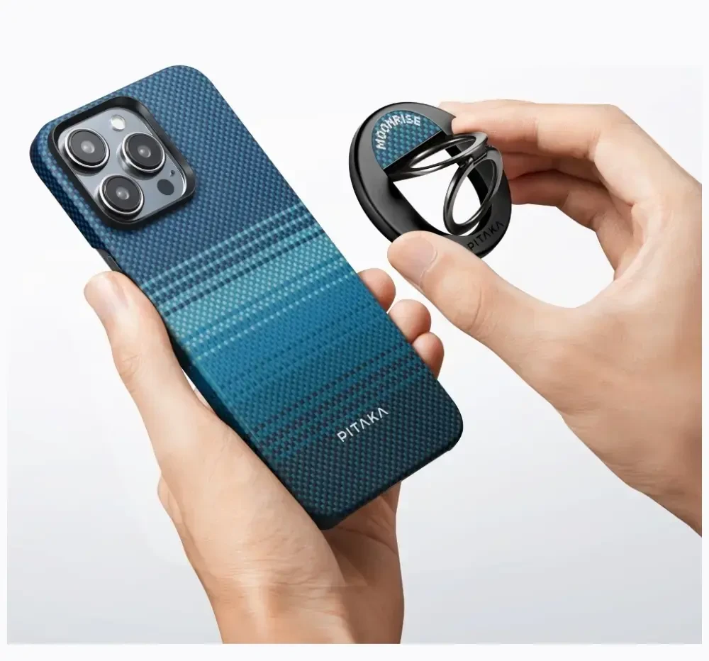 Magnetinis laikiklis PITAKA MagEZ Grip 3 MagSafe telefonui, skirtas mėnulio pakilimui