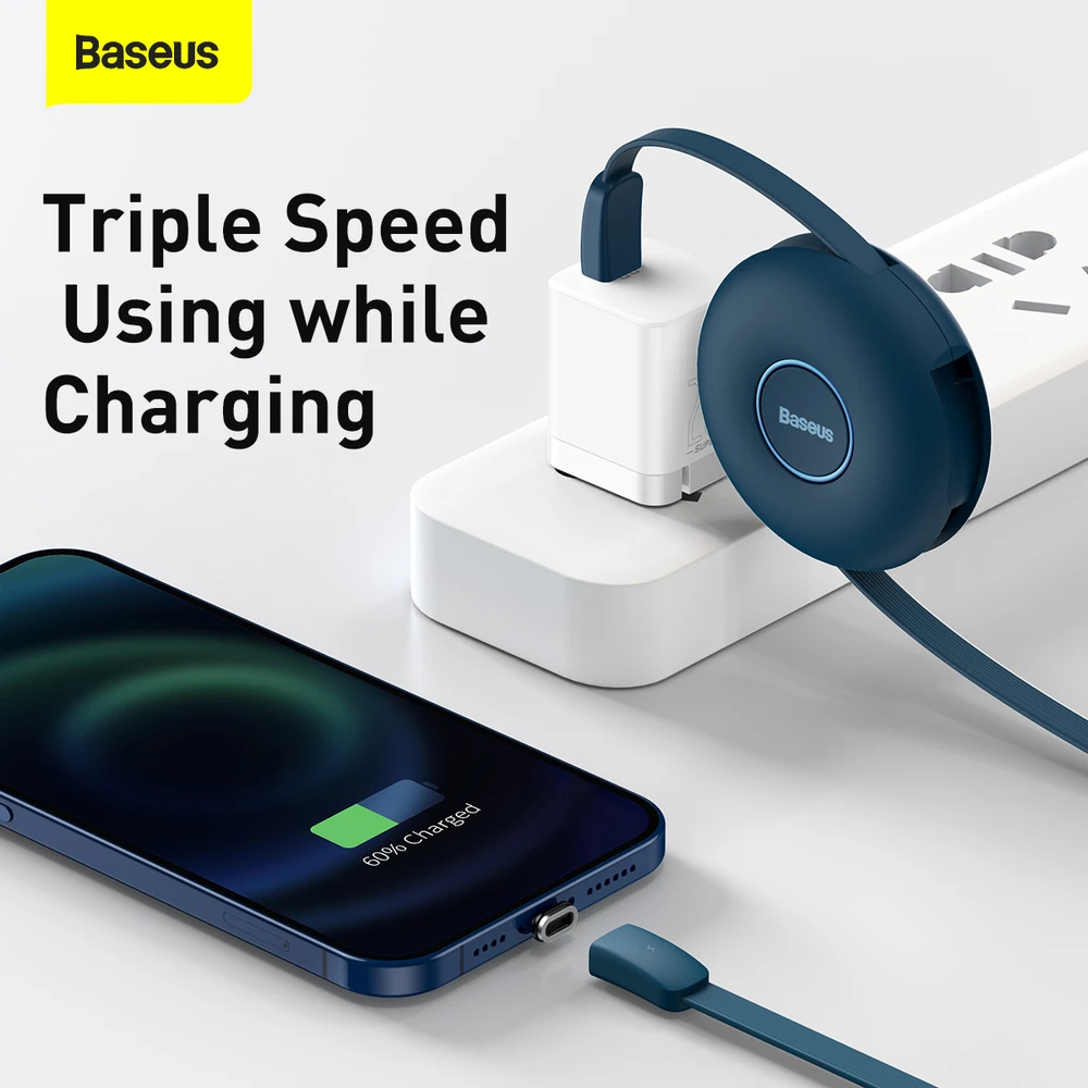 Magnetinis USB kabelis Baseus Zinc 3in1 USB-C | Lightning | Micro 20W, 1m (mėlynas)