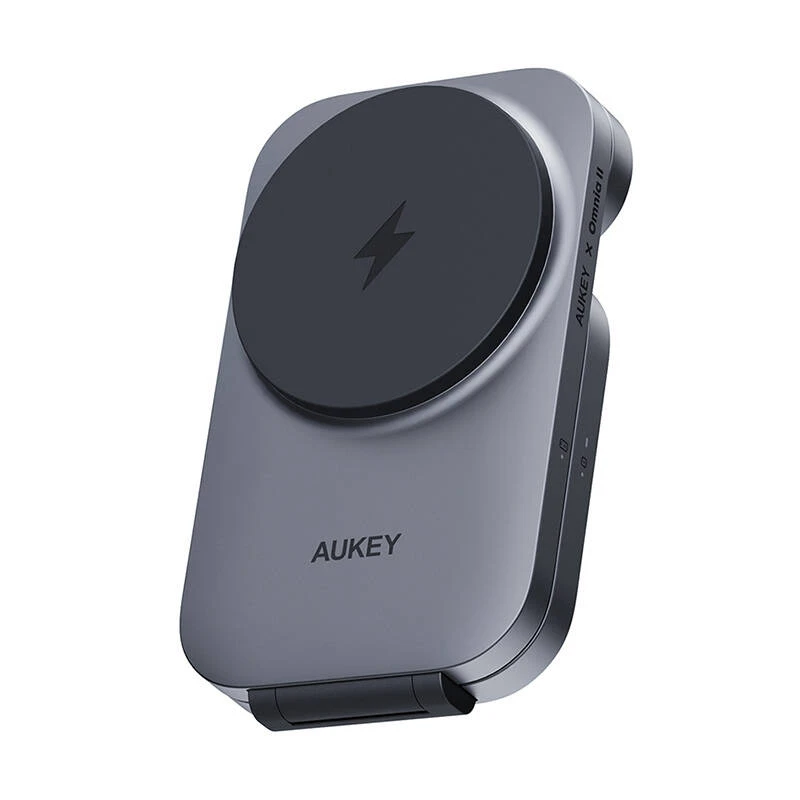 Magnetinis belaidis įkroviklis 3 viename MagFusion Aukey LC-MC312, 15 W Qi2 (pilka)