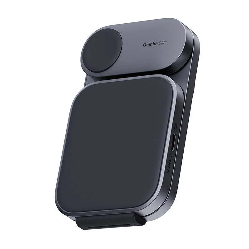 Magnetinis belaidis įkroviklis 3 viename MagFusion Aukey LC-MC312, 15 W Qi2 (pilka)