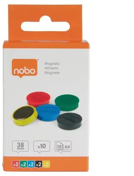 Magnetai Nobo, 38mm, įvairių spalvų, 10 vnt./pak.