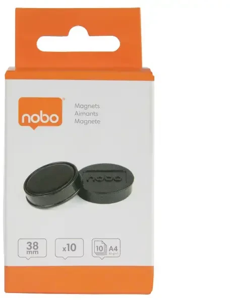 Magnetai Nobo, 38mm, juodos spalvos, 10 vnt./pak.