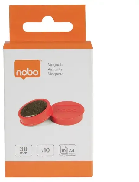 Magnetai Nobo, 38mm, raudonos spalvos, 10 vnt./pak.