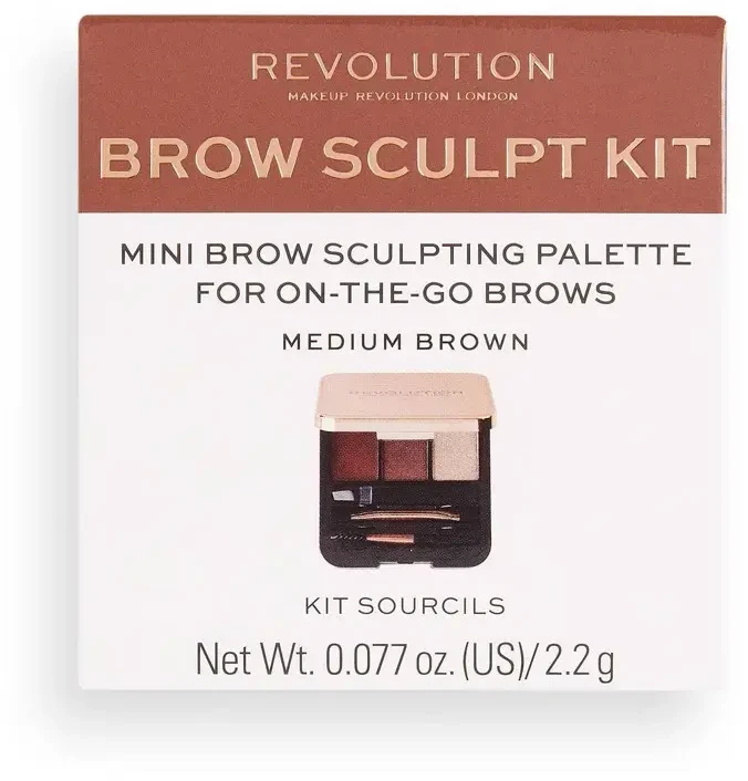 Makeup Revolution London Brow Sculpt Kit rinkinys ir paletė antakiams moterims, 2,2 g