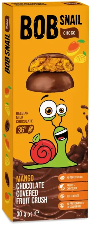 Bob Snail Eco-Snack Mango užkandis pieniniame šokolade 30 g