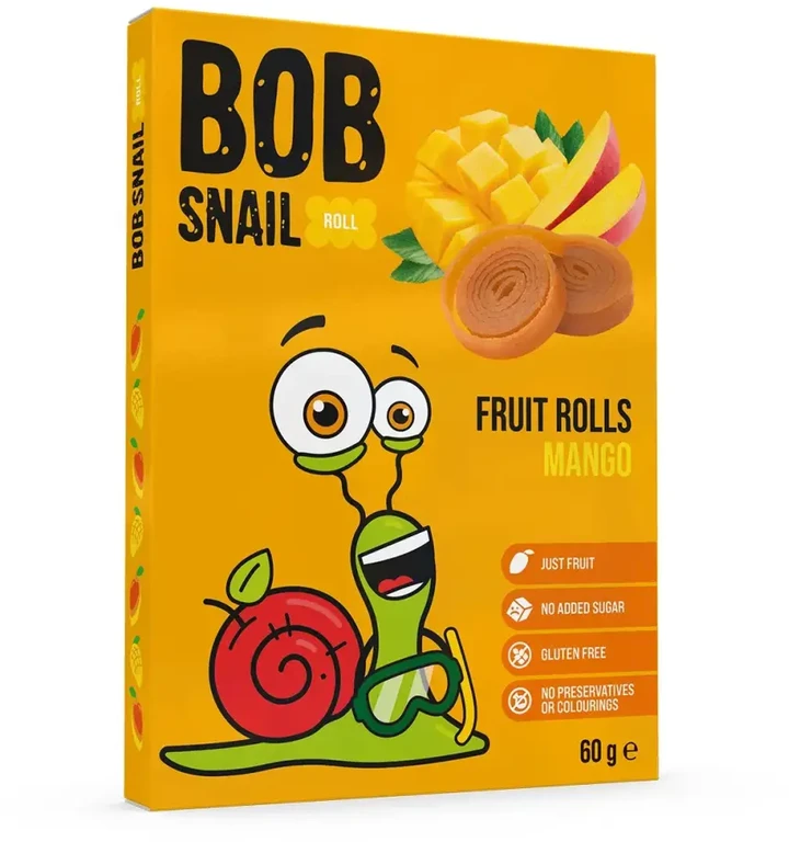 Bob Snail Eco-Snack Mango užkandžiai, į kuriuos nepridėta cukraus 60 g
