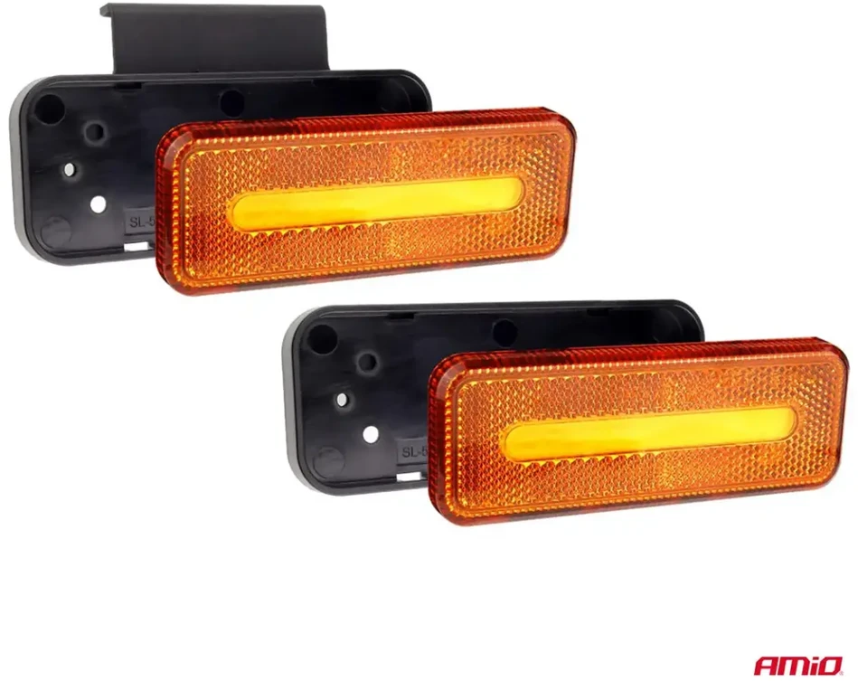 Gabaritinis LED žibintas AMiO OM-02-O, stačiakampis, oranžinis