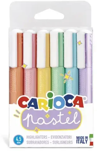 Teksto žymekliai CARIOCA, pasteliniai, 6 vnt.