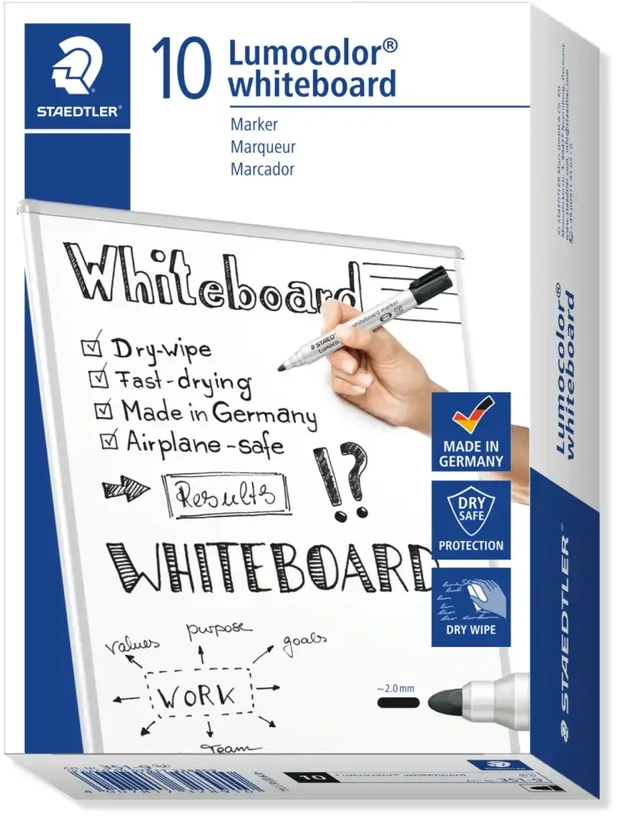 Žymeklis baltai lentai STAEDTLER LUMOCOLOR 351, 2 mm, JUODA