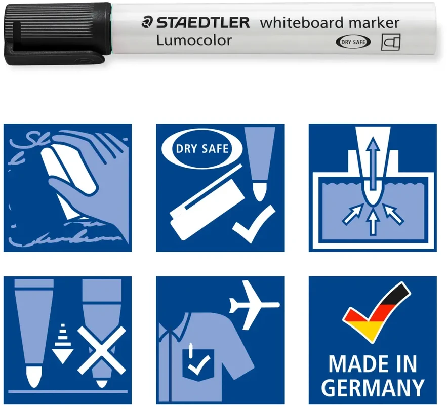 Žymeklis baltai lentai STAEDTLER LUMOCOLOR 351, 2 mm, JUODA
