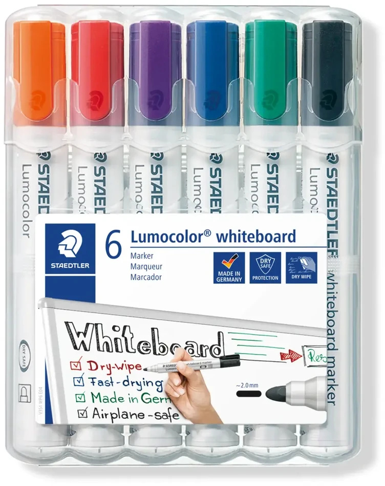 Staedtler - Lumocolor baltos lentos žymeklis 2,0 mm - 6 vnt. asorti. (351 WP6)