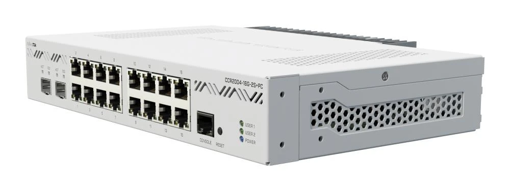 Mikrotik CCR2004-16G-2S+PC | MikroTik | Ethernet Maršrutizatorius | CCR2004-16G-2S+PC | 10/100/1000 Mbit/s | Mesh Support No | MU-MiMO No | No mobile broadband