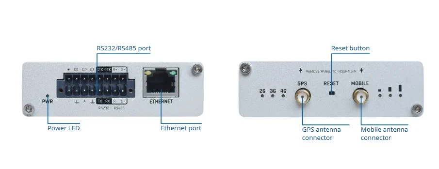 Šakotuvas Teltonika TRB245 LTE Gateway: Be WiFi, 4G, Dual SIM, Enthernet prievadas, RS232+RS485 jungtys, GPS Teltonika