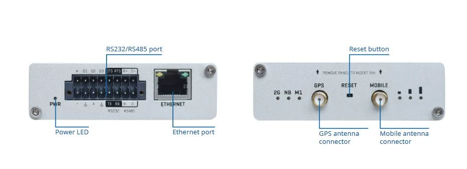 Šakotuvas „Teltonika TRB255 LTE Gateway“: nėra „WiFi“, 3G, Dvi SIM, „Enternet“ prievadas, RS232+RS485, „GPS Teltonika“