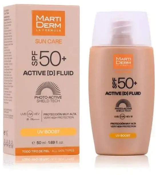 Martiderm Sun Care Active [D] Fluid SPF 50+ intensyvaus poveikio fluidinis veido kremas nuo saulės, 50 ml
