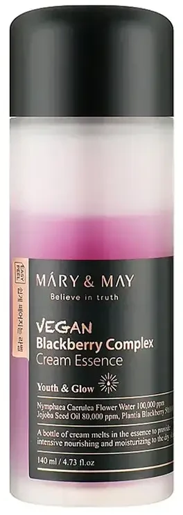 Mary & May Vegan Blackberry Complex Kreminis Essence Youth & Glow dvifazė esencija veidui, 140 ml