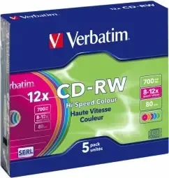 Verbatim CD-RW Color 12x 700 MB 5 vnt