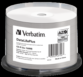 1x50 Verbatim CD-R 80 / 700MB 52x baltas platus terminis spausdinimas