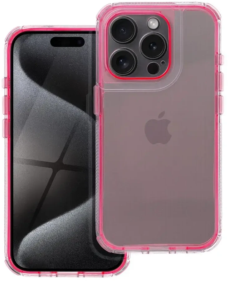 OEM dėklas, skirtas iPhone 16 PRO MAX, Matrix, skaidrus, rožinis