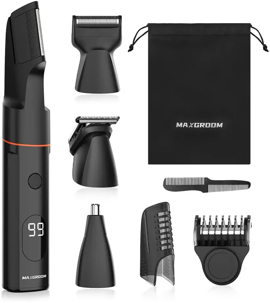 MAXGROOM LK-881 daugiafunkcis kirptuvas su keičiamais antgaliais - juodas