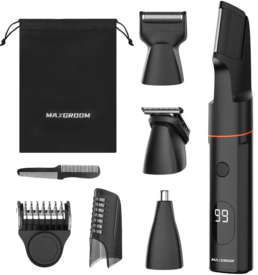 MAXGROOM LK-881 daugiafunkcis kirptuvas su keičiamais antgaliais - juodas