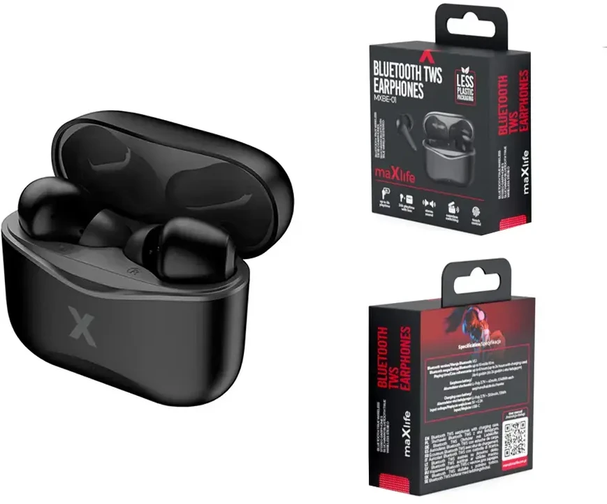 Maxlife BT ausinės TWS MXBE-01 juodos