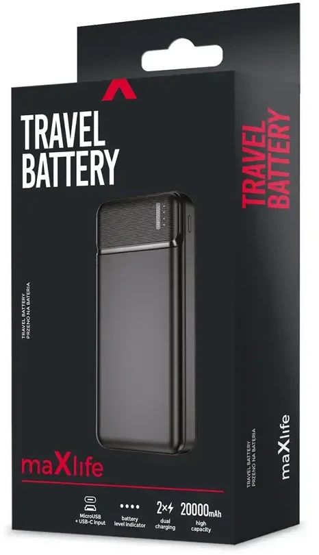 Nešiojamas įkroviklis Maxlife MXPB-01 20000mAh, juodas