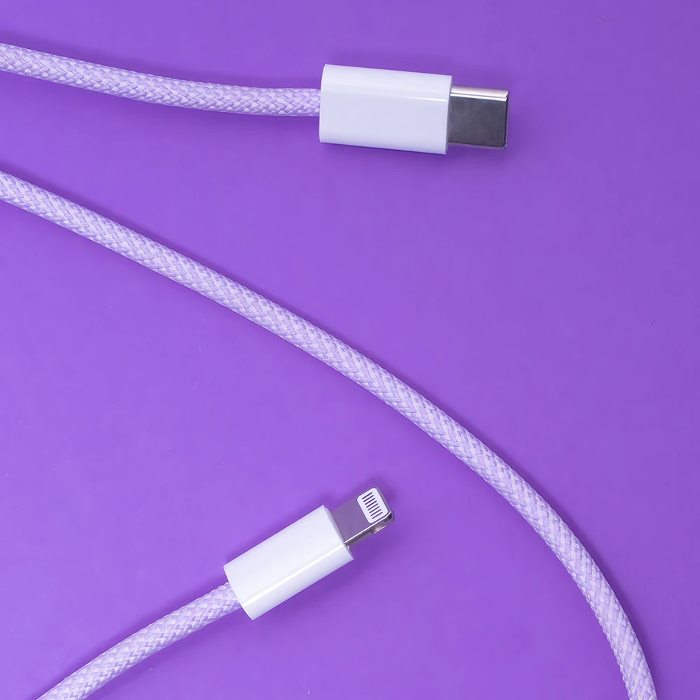 Maxlife MXUC-06 kabelis USB-C - Lightning 1,0 m 20W violetinės spalvos nylon