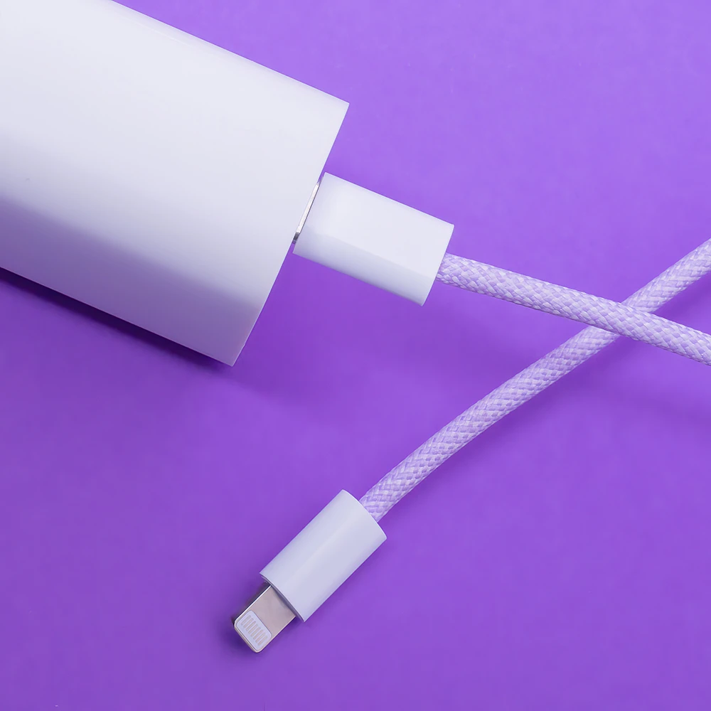 Maxlife MXUC-06 kabelis USB-C - Lightning 1,0 m 20W violetinės spalvos nylon