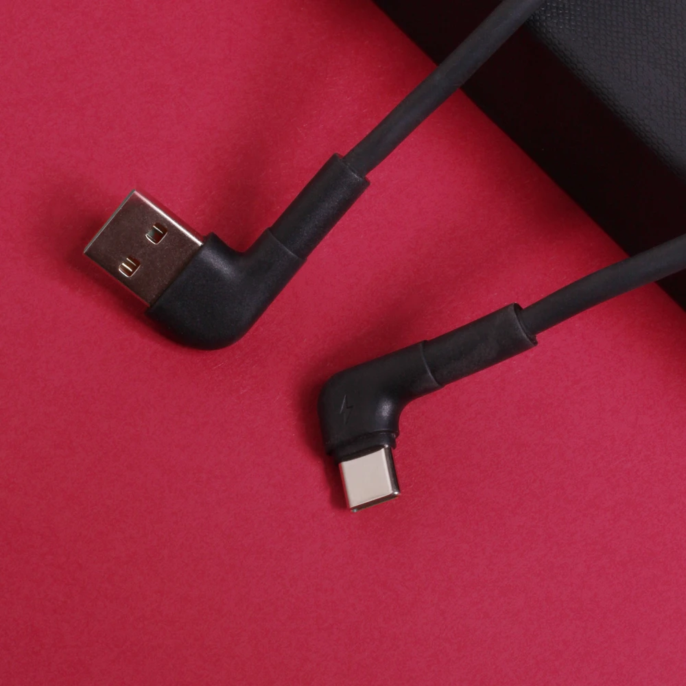 Telforceone Maxlife MXUC-09 angle cable USB - USB-C 2,0 m 3A juodas