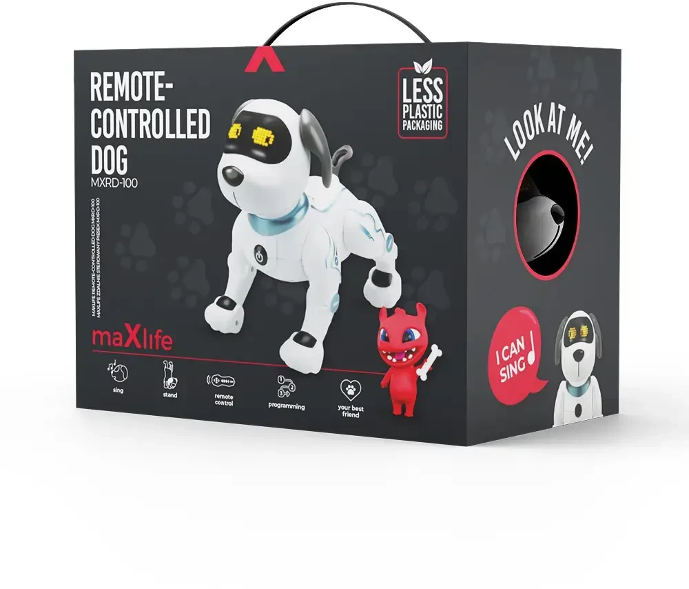 Maxlife nuotoliniu būdu valdomas šuo-robotas MXRD-100 baltos spalvos