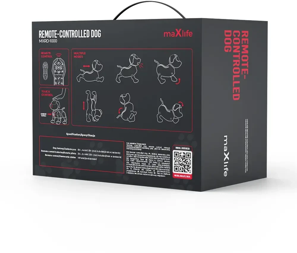 Maxlife nuotoliniu būdu valdomas šuo-robotas MXRD-100 baltos spalvos