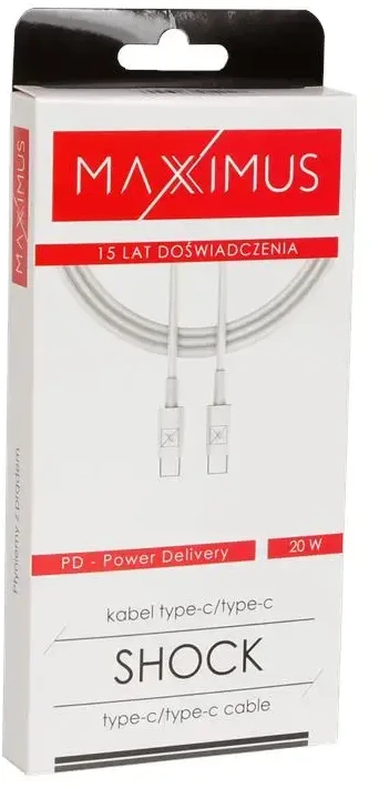Maxximus Kabelis MX SHOCK 20W PD C/C baltos spalvos