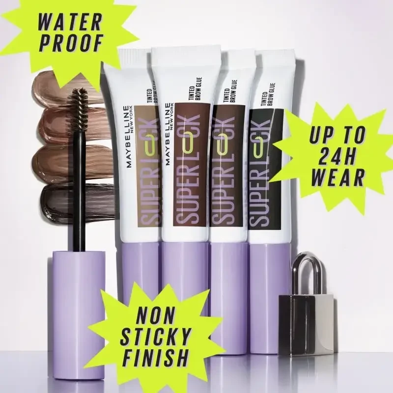 Maybelline Super Lock Brow Glue atspalvį suteikiantis antakių gelis-klijai, atspalvis: Deep Brown, 7 ml