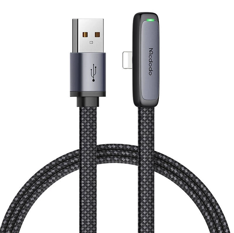 Mcdodo CA-2791 USB ir žaibo kampo kabelis, 1.8 m (juodas)