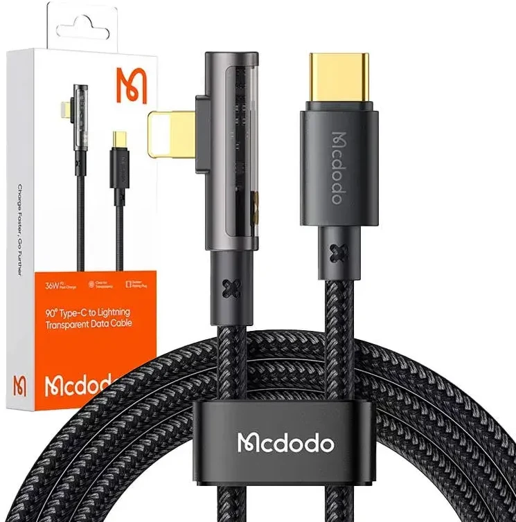 McDodo CA-3390 36 W 1.2 m USB-C prie Lightning kampo kabelio (juodas)