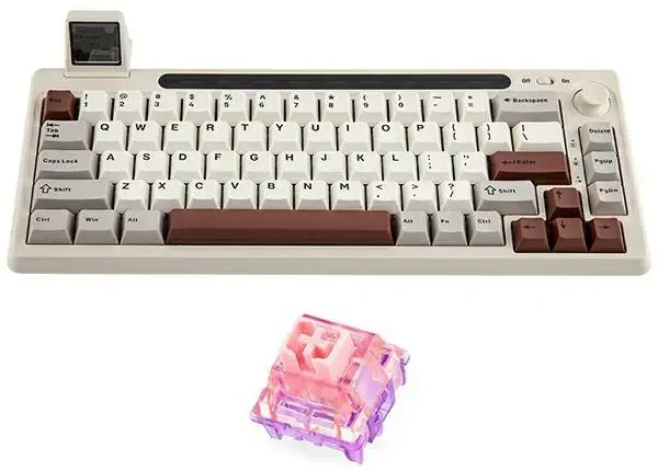 Epomaker RT65 Flamingo Switch mechaninė klaviatūra pilkai balta