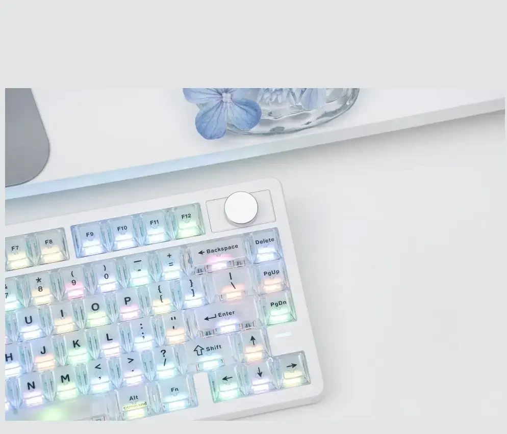 Klaviatūra mechaninė Epomaker HE75 V2 Jade HE Switch balta-kreminė/baltas-creamy