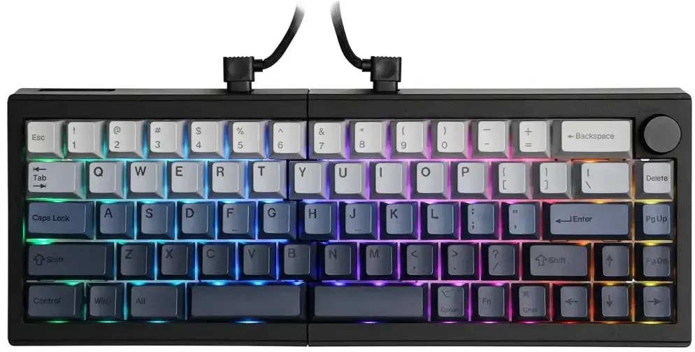 Klaviatūra mechaninė Epomaker Split 65 Switch juoda-flamingi/juodas-flamingo