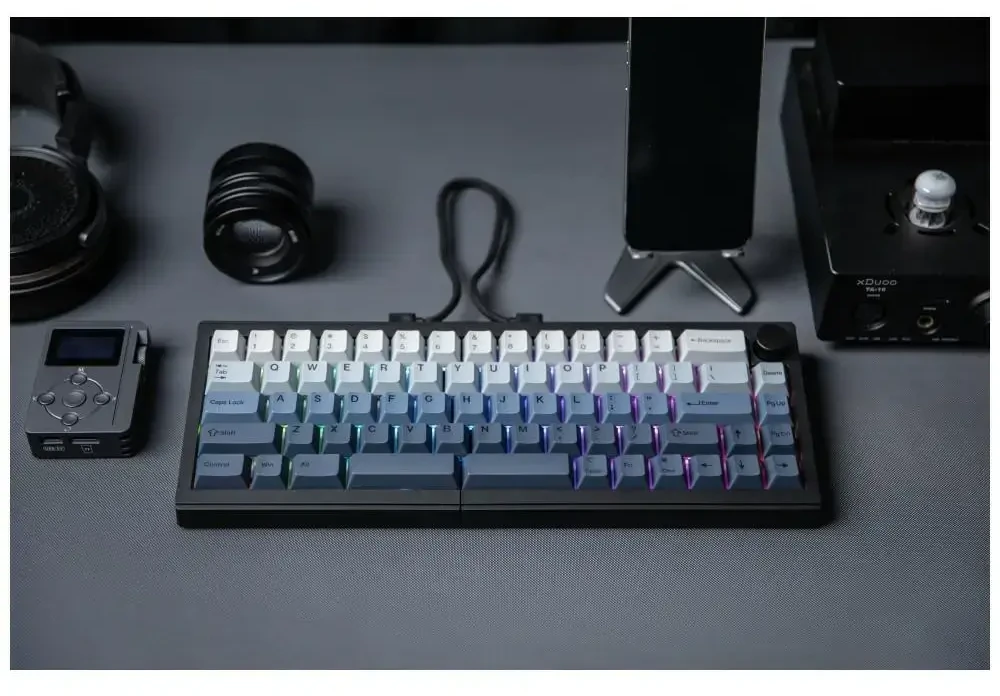 Klaviatūra mechaninė Epomaker Split 65 Switch juoda-flamingi/juodas-flamingo