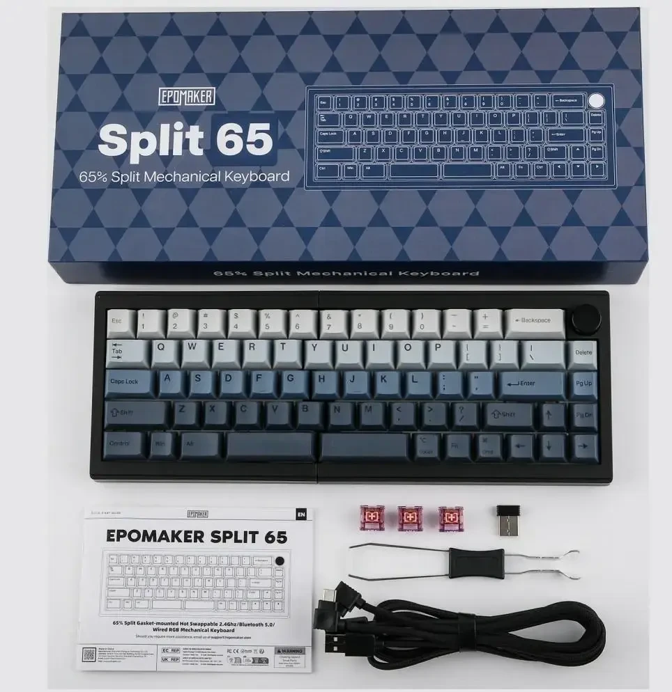 Klaviatūra mechaninė Epomaker Split 65 Switch juoda-flamingi/juodas-flamingo
