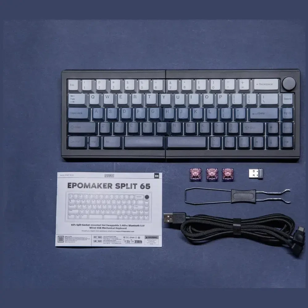 Klaviatūra mechaninė Epomaker Split 65 Switch juoda-flamingi/juodas-flamingo