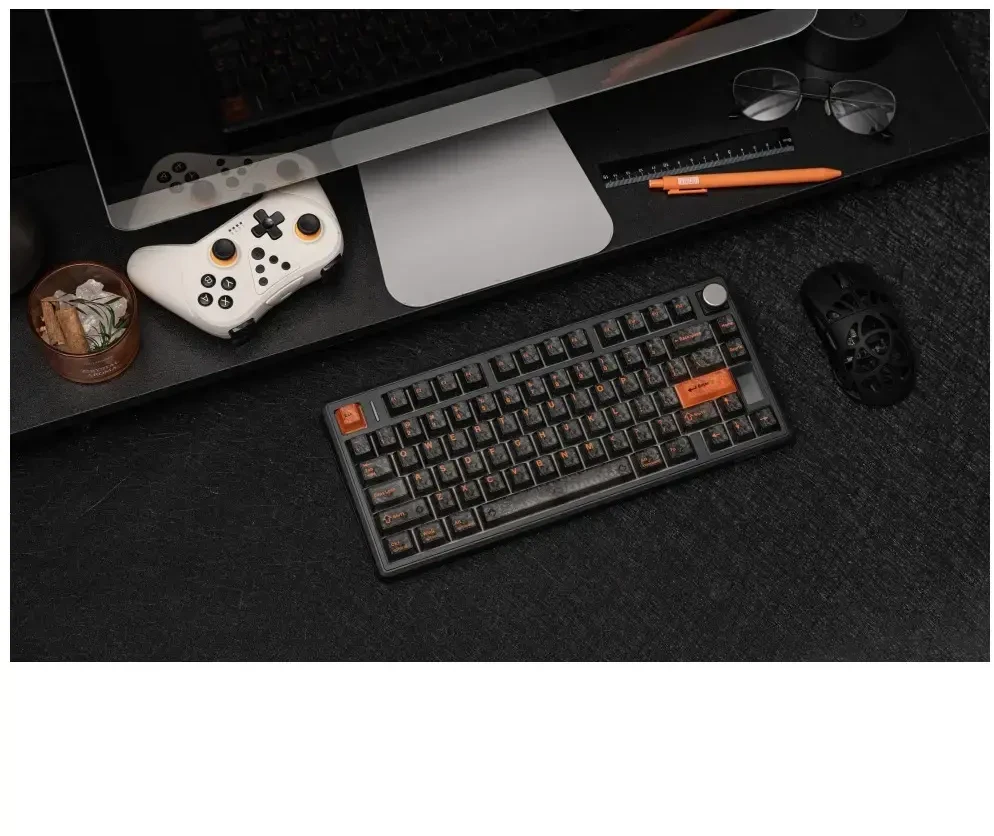 Klaviatūra mechaninė Epomaker TH80 V2 Jade Switch juoda-pilka-kreminė/juodas-pilkas-creamy